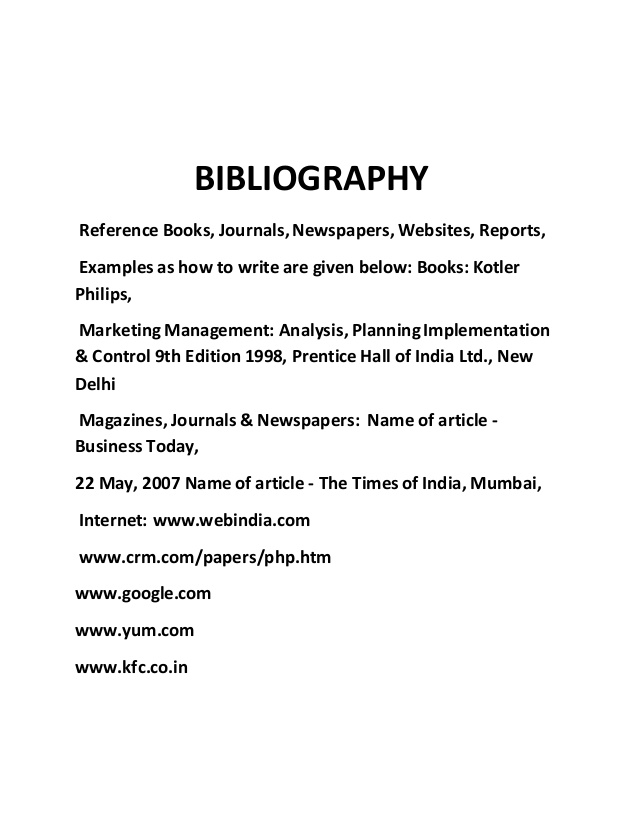 how to write bibliography for project file